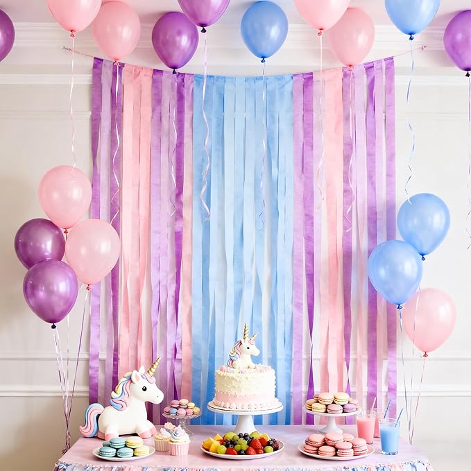 10 Rolls Crepe Paper Streamers, 5 Colors Pastel Streamers Party Decorations for Birthday, Baby Shower, Wedding, Bachelorette, Rainbow Party Backdrop, Kids DIY Crafts