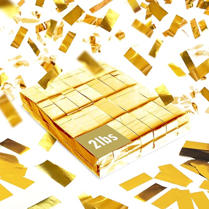 Gold Bulk Confetti Paper 2.2lbs / 1kg – Biodegradable Tissue Paper Confetti, Non-Staining, Fire-Resistant | Parties, Events, Graduation, Confetti Launcher Machine Refill