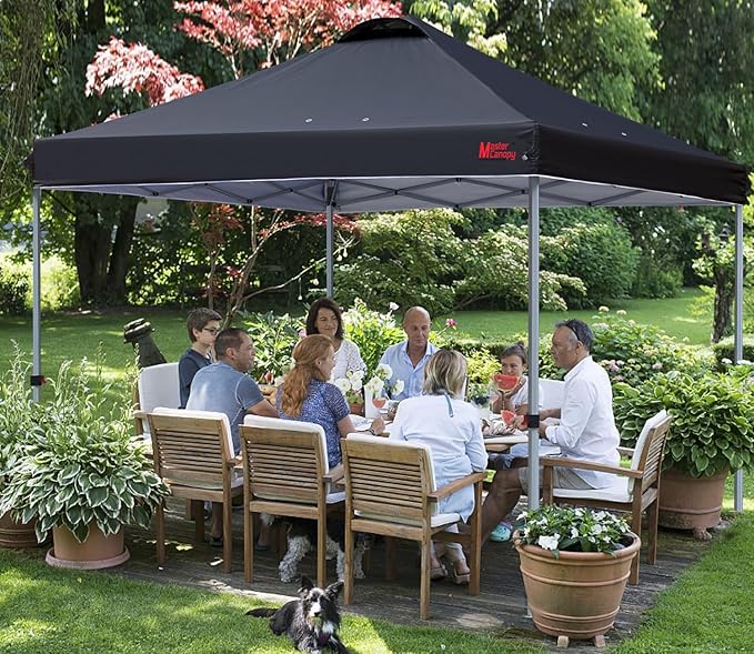 MASTERCANOPY Durable Pop-up Canopy Tent with Roller Bag (10x10, Black)