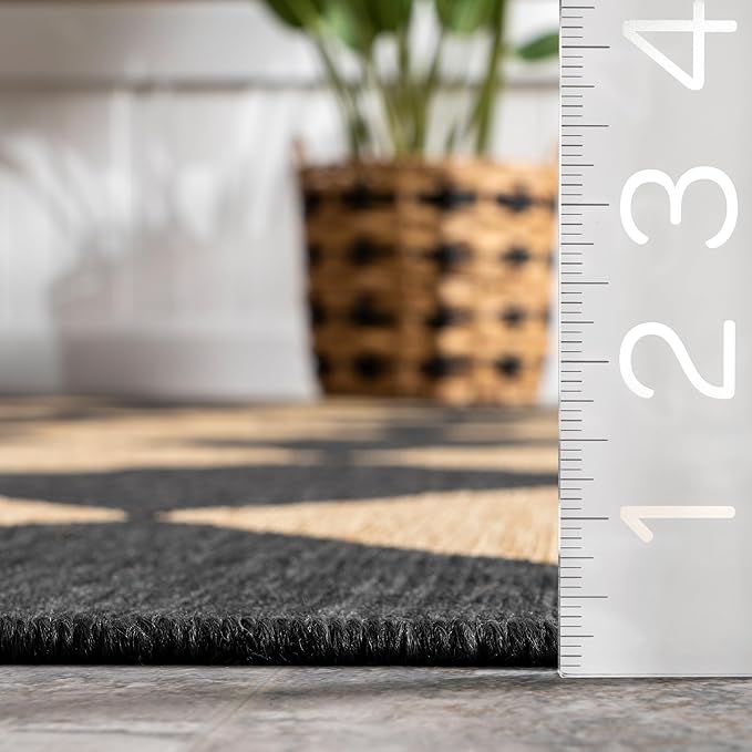 Nuloom Outdoor Performance Collection Sabina Dark Grey/Ivory, 5' x 8', Soft, High Traffic, Stain Resistant, Easy Clean, Durable Area Rug for Indoor/Outdoor Patio, Deck, Porch, Garden, Courtyard