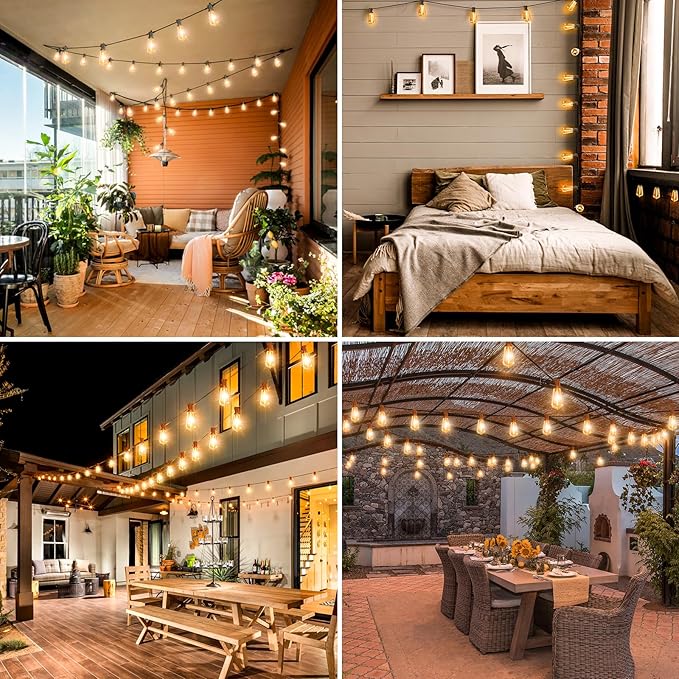 litogo LED Outdoor String Lights with Remote, 348ft (116x3) Waterproof Patio Lights with Shatterproof ST38 Edison Bulbs, Dimmable Outside String Light for Porch, Garden, Party, Bistro, Gazebos
