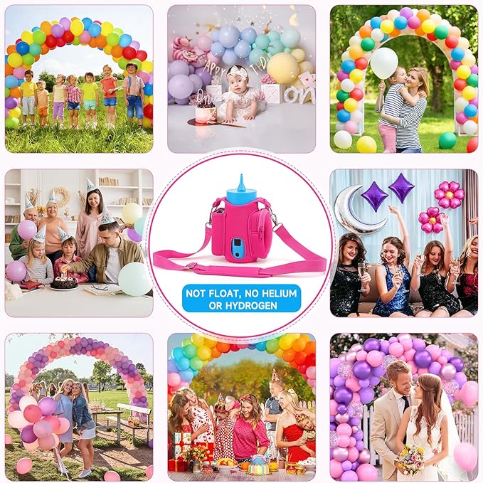 Rechargeable Balloon Pump, Portable Cordless Balloon Inflator with Carry Bag, Shoulder Strap & Tie Tool, Battery Operated Balloon Pump for Latex & Foil Balloons, Birthday Baby Shower Party Decorations