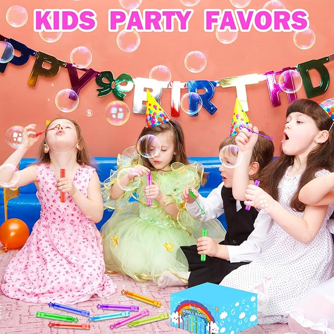 300 Pack Mini Bubble Wands for Kids, Bulk Rainbow Party Favors & Goodie Bag Stuffers Fillers for Toddlers,Prize Box Toys for Graduation Classroom Rewards, Bulk Gifts for Carnival,Parade,Wedding,Pinata