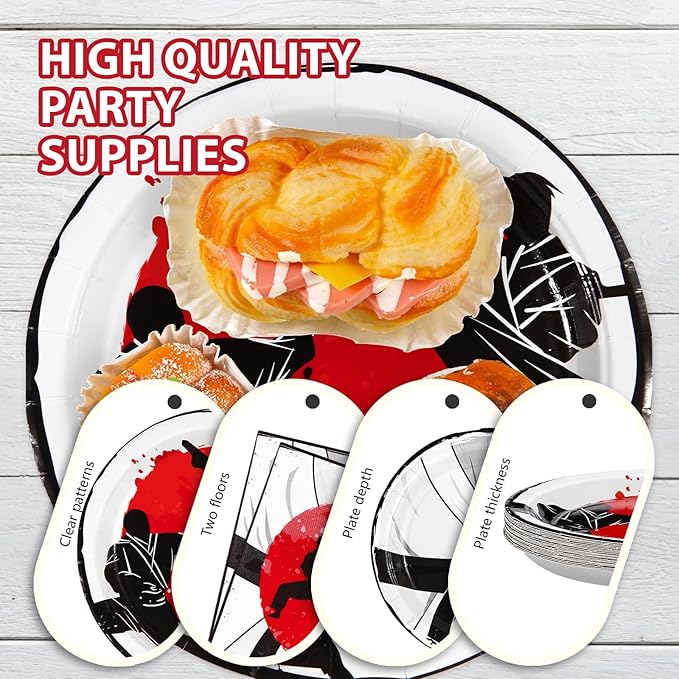 Grencian 96 Pcs Karate Party Supplies Disposable Karate Themed Plates and Napkins Tableware Sets Karate Birthday Decorations for Boys Ninja Birthday Party Decorations Martial Arts Favors Serves 24