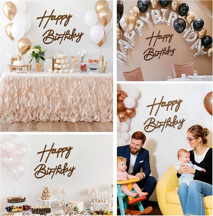 Brown Happy Birthday Sign for Birthday Arch Backdrop - Felt Happy Birthday Letters for Balloon Banner Backdrop Wall Decorations for Birthday Banner for Women, Men, Kids