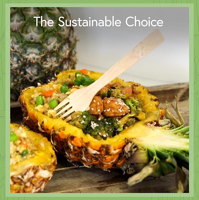 100% Bamboo Forks Set - Compostable Utensils Bulk (3000 Eco Friendly Forks) | Bamboo Cutlery Disposable or Reusable | Compostable FSC Certified Flatware for Weddings, Camping, Parties