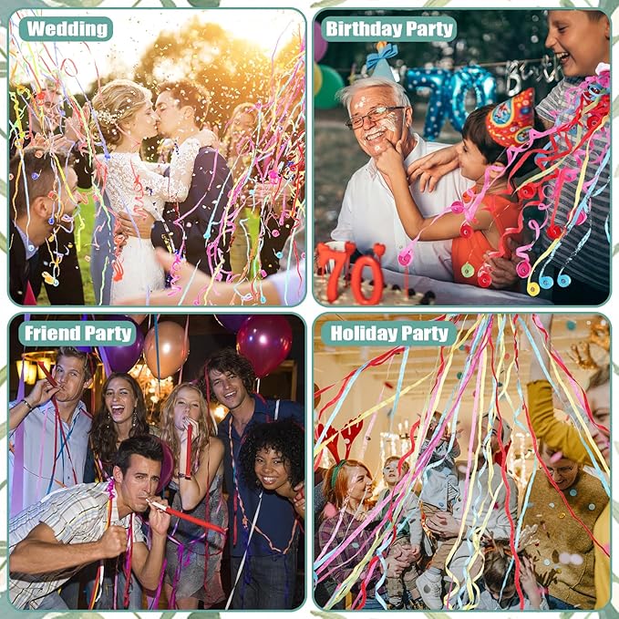 craftshou 120 Pcs Hand Throw Streamer Poppers Confetti No Mess Streamers Colorful Romantic Paper Crackers for Wedding Birthday Reception Graduation Party Celebrations Favors