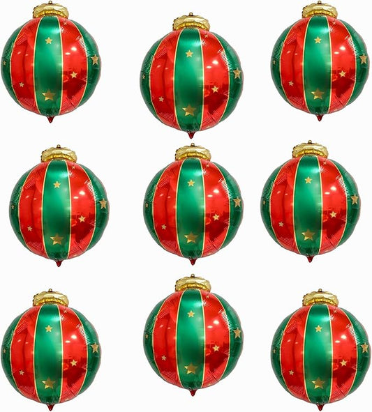 Ballooons Set Hanging Ball Balloons Xmas Mylar Red Green Balloons Kit for Christmas-Themed Party Birthday Party Supplies Decorations 9 PCS