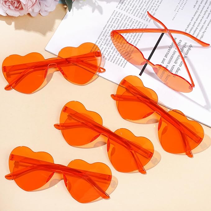30 Pcs Heart Shape Sunglasses Frameless Transparent Glasses Get-Together Favors for Women