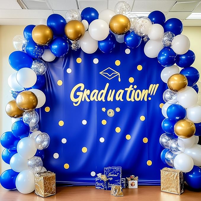RUBFAC Royal Blue Balloons 129pcs Different Sizes 18 12 10 5 Inch, Blue Balloon Arch Kit Garland for Graduation Birthday Party Baby Shower Baseball Nautical Retirement Bachelorette Party Decoration