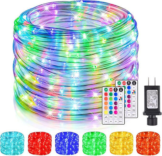 Nazuwke 99Ft LED Rope Lights Outdoor, 18 Colors Changing Fairy String Light Plug in with Remote, IP68 Waterproof 300 LEDs Multicolor Twinkle Christmas Lights for Bedroom Patio Halloween Holiday Decor