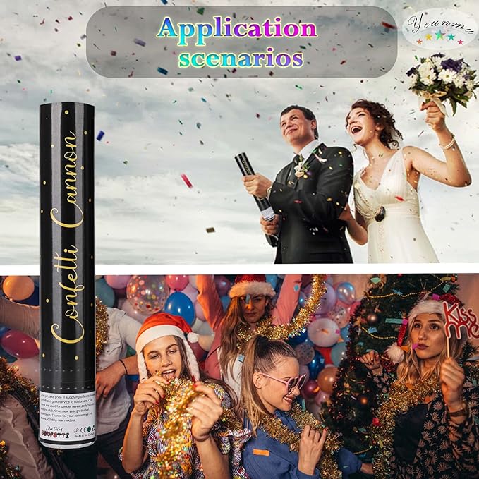 5 Pack Confetti Cannon Biodegradable, 12 Inch Confetti Poppers Graduation, Suitable for Graduation Wedding Birthday Parties and New Year's Eve Celebration