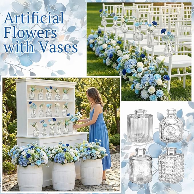 36 Pcs Spring Flowers Centerpiece for Tables Artificial Wildflowers Fake Flowers in Vase Small Floral Arrangement with Vases for Spring Wedding Baby Shower Party