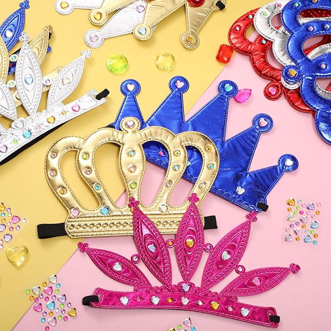 Yaomiao 66 Pieces Foam Princess Tiaras Kids DIY Crowns Party Favors Craft Crystal Diamond Sticker Making Your Own Tiara (Classic Style)