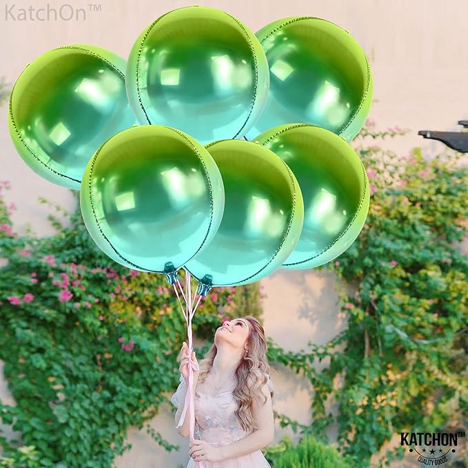 KatchOn, Green Balloons - 22 Inch, Pack of 6 | Green Foil Balloons for Green Graduation Decorations 2026, Jungle Party Decor | Dinosaur Party Balloons for Tropical Party Decorations, Birthday Decor