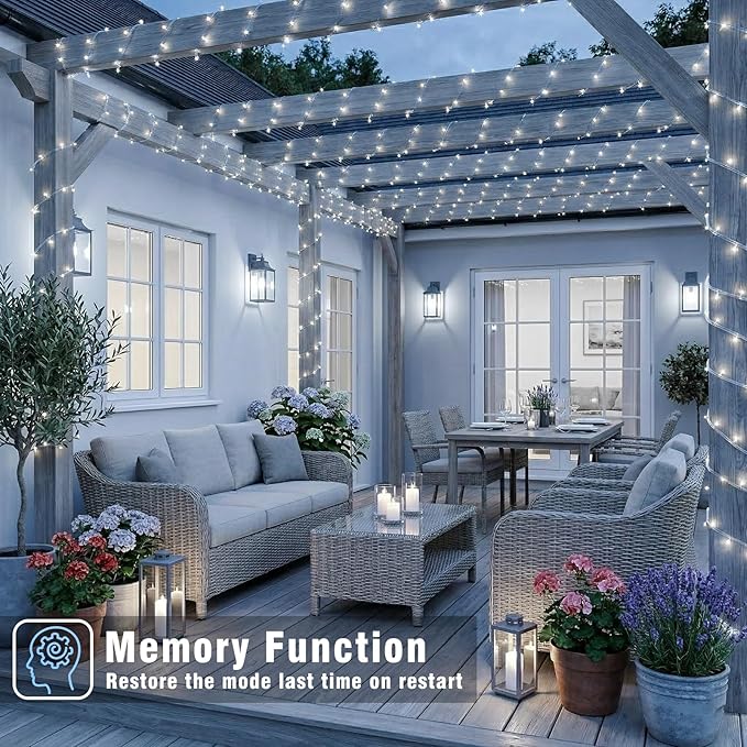 66FT 200 LED Outdoor String Lights, Plug in Christmas Lights Indoor Waterproof, 8 Modes Connectable Fairy Twinkle Lights for Indoor Bedroom Garden Yard Tree Wedding Holiday Decorations, White