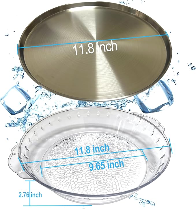 Silver Chilled Serving Tray for Parties 11.8" Compartments Ice Bowl Keeps Food Fruit Dish Cold Platter for Vegetable Seafood Shrimp Cocktail Appetizer Oysters Cheese