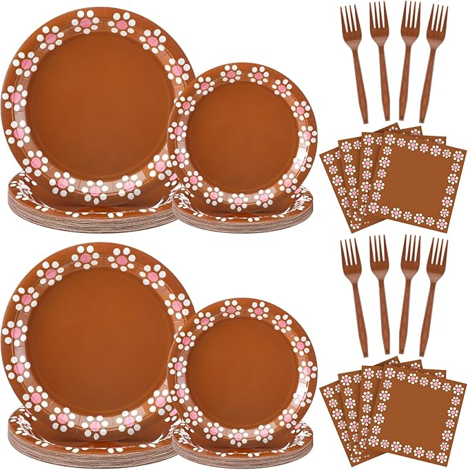 AmazingSpark 122 Pcs Cielito Lindo Party Decoration Platos De Barro Mexicanos Fiesta Talavera Paper Plates Mexican Napkins Forks Tableware Set for Cinco De Mayo Baby Shower Weeding Supplies, Serve 24