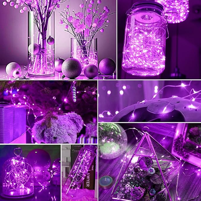 pozzolanas 100 Pack Pink Battery Operated String Lights - 7ft Waterproof Fairy Lights with 20 LEDs for Home, Mason Jar, Party, Wedding, Halloween, Christmas Decorations