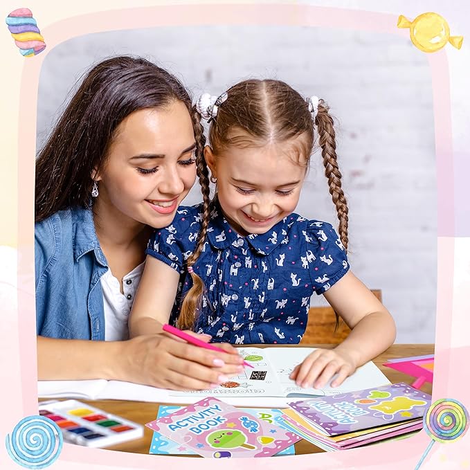 Candy Activity Books for Kids - 48Pcs Coloring Sweets Book Set Bulk Candy Search Mazes Word Scramble Games Mini Books for Birthday Candy Land Party Goodie Bags Stuffers School Classroom Favors