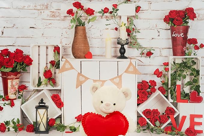 Kate Backdrop Valentine Photo Backdrop Fabric Heart Backdrop Valentine Birthday Party Decorations, 7x5ft
