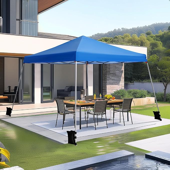 Sophia & William Canopy Tent Pop Up 12x12ft Base/9x9ft Top Easy Set Up Tent Slant Legs, Outdoor Canopies Shelter Heavy Duty with 4 Sandbags, 1 Roller Bag & Storage Bag, 8 Stakes & 4 Guy Ropes UPF50+