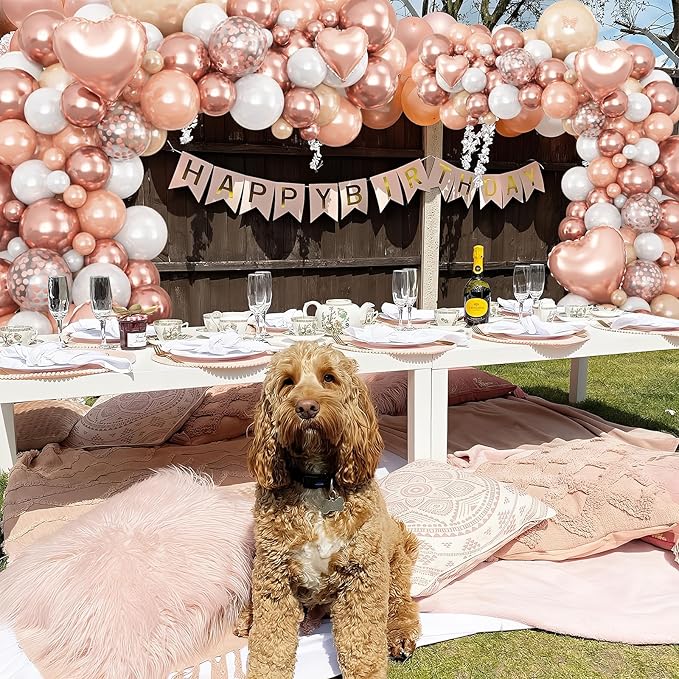 HILAVO Rose Gold Balloons Garland Arch Kit 18 10 5 In Rose Gold Heart Foil Balloon Pearl White Chanmpagne Rosegold Confetti Balloons for Girls Women Mothers Day Bridal Baby Shower Birthday Party Decor