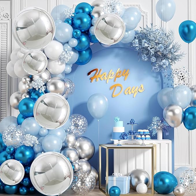 TONIFUL 16Pcs Large Silver 4D Giant Round Foil Balloon 4D Mirror Metallic Mylar Sephere Balloons for Christmas New Year Birthday Party Graduation Wedding Baby Shower Decoration Supplies(Mix Sizes)