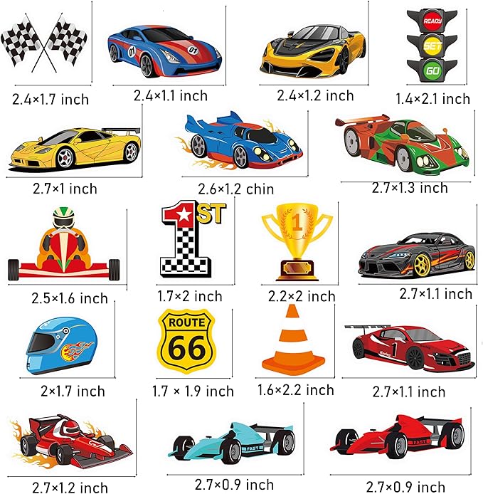 37pcs Race Car Birthday Cake Decorations Racing Car Cupcake Toppers Glitter Race Car Cake Toppers Decorations Racing Car Themed Party Favors for Race Car Themed Birthday Party Supplies
