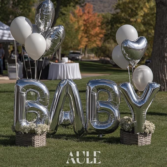 AULE 40 Inch Big Letter Balloon Silver X Large Foil Helium Alphabet Balloons A-Z for Birthday Anniversary Graduation New Year Party Decoration Supplies