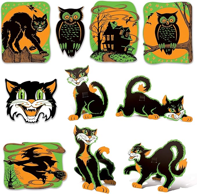 Beistle Vintage Halloween Fluorescent Cutouts 20 Piece, 8.5" - 13.75", Multicolor