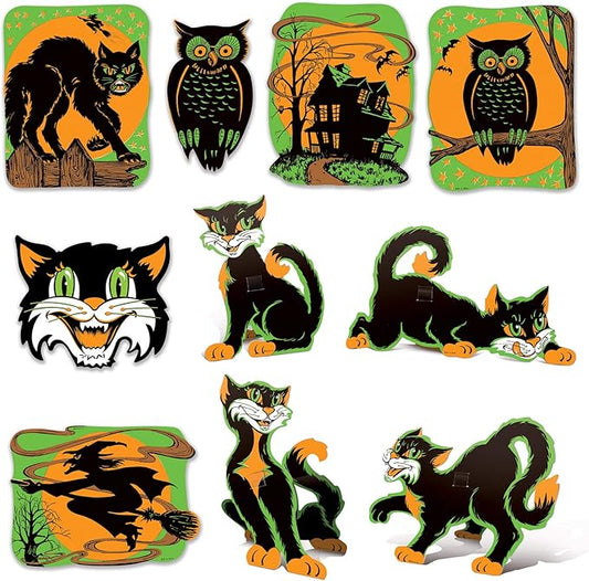 Beistle Vintage Halloween Fluorescent Cutouts 20 Piece, 8.5" - 13.75", Multicolor
