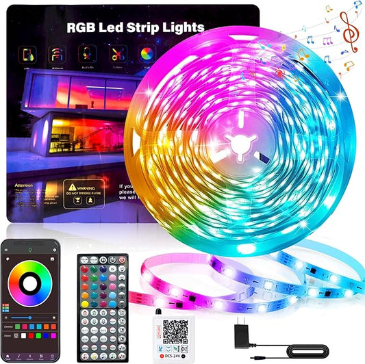 Ledagic Led Lights for Bedroom 32.8FT 300Leds RGB Led Strip Lights Music Sync Color Changing, Dimmable Led Light Strip with Remote App Control, Super Bright Led Tape Light Room Home Gaming Accessories