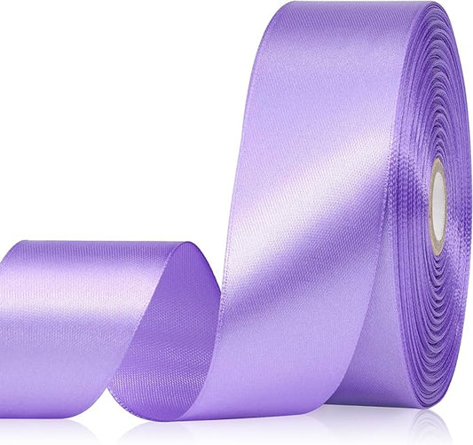 Lavender Ribbon 1-1/2 Inch, 60 Yards Lavender Light Purple Satin Ribbon for Gift Wrapping, Fabric Ribbon for Flower Bouquet Crafts Christmas Easter