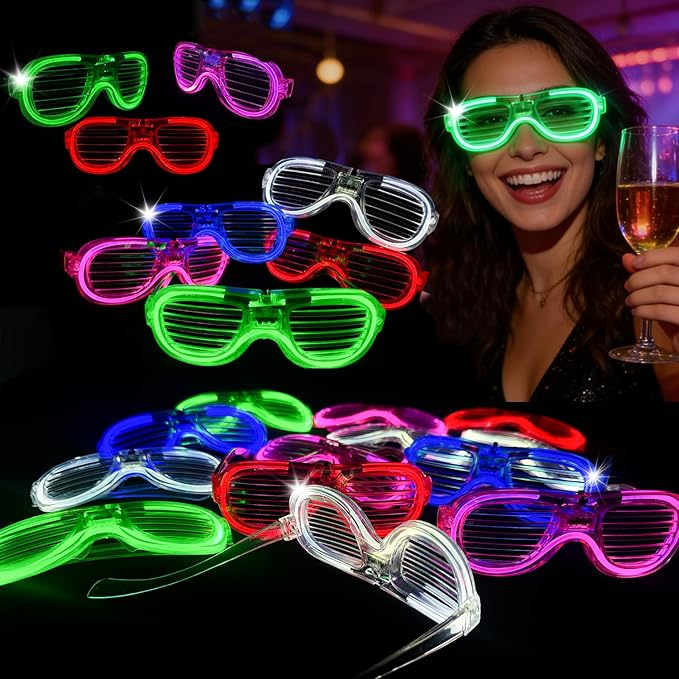 10PCS LED Light Up Glasses - 5 Neon Colors Glow in The Dark Party Supplies, Strobe Eyewear for Halloween Parties, Wedding, Birthday Bashes, Raves, Concerts & Gamer Parties