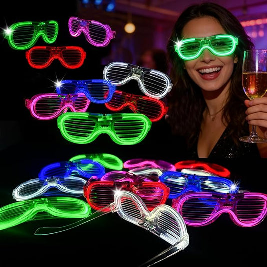 10PCS LED Light Up Glasses - 5 Neon Colors Glow in The Dark Party Supplies, Strobe Eyewear for Halloween Parties, Wedding, Birthday Bashes, Raves, Concerts & Gamer Parties
