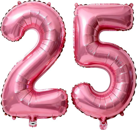 Pink Number 25 Balloons 40 Inch Giant Pink 25 Foil Mylar Balloons for 25th Birthday Anniversary Events Party Decorations
