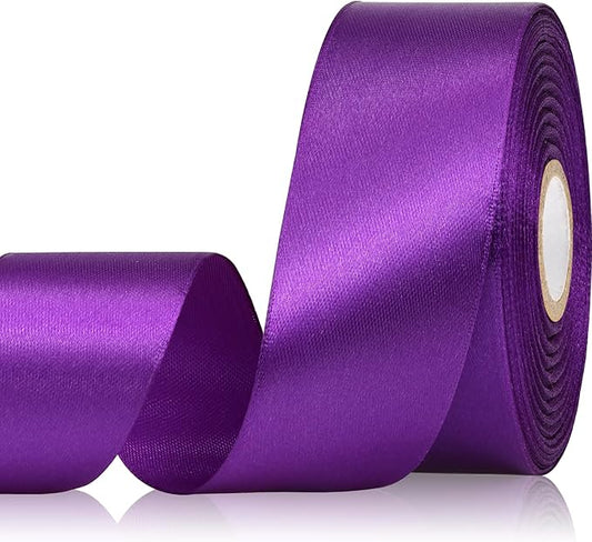 Purple Ribbon 1-1/2 Inch 30 Yards Dark Purple Satin Ribbon for Floral Arrangement, Fabric Ribbon for Gift Wrapping Crafts Halloween Easter Wedding Christmas