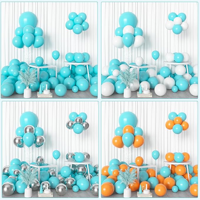 Amandir 153pcs Teal Balloons Arch Garland Kit Different Sizes 18 12 10 5 Inch Turquoise Dark Teal Blue Aqua Latex Balloon for Birthday Wedding Gender Reveal Engagements Mermaid Pool Party Decorations