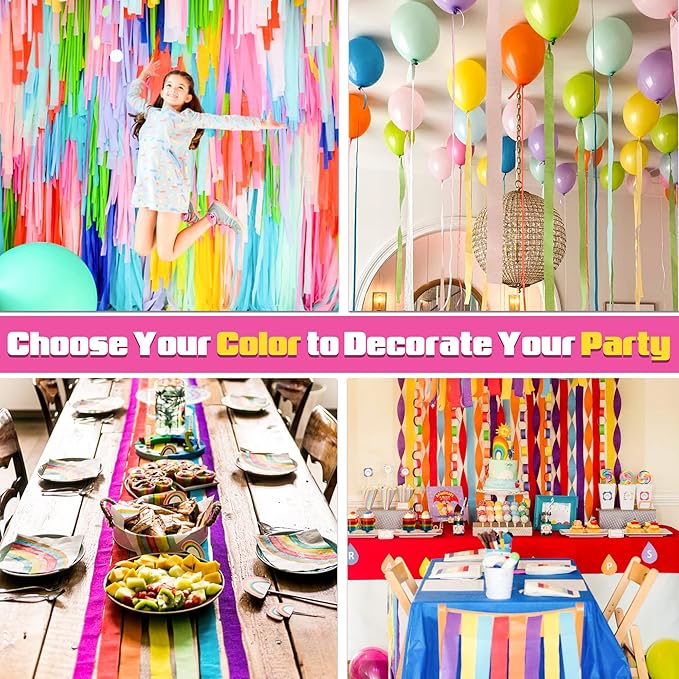 Oun Nana Silver Crepe Paper Streamers Party Decorations, 6 Rolls 738 Ft Party Streamers for Birthday, Baby Shower, Wedding, Graduation, Backdrops, Ceilings and DIY Crafts