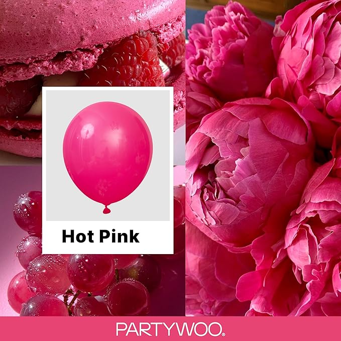 PartyWoo Hot Pink Balloons 155 pcs Different Sizes of 18 12 10 5 Inch Magenta Fuchsia Balloon Arch Kit Garland for Baby Shower Wedding Bridal Shower Anniversary Birthday Party Decorations Pink-Y12