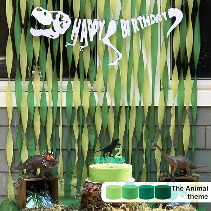 PartyWoo Olive Green Crepe Paper Streamers 8pcs 656 ft Pack of Dusty Sage Green Crepe Paper Sheets for Birthday Baby Shower Graduation Woodland Dinosaur Jungle Football Theme Party Decorations