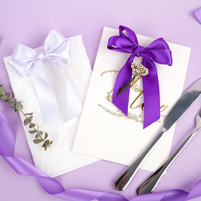 MAYREEL Purple Satin Ribbon 1 Inch Lilac Lavender Ribbon for Gift Wrapping Wedding Bridal Shower Crafts 5 Rolls 10 Yards Each Color Total 50 Yards
