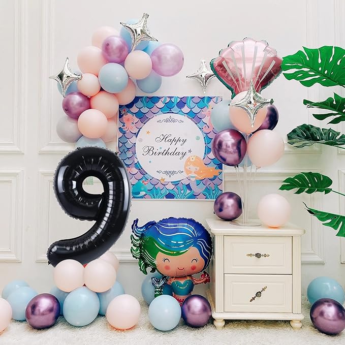 40 inch Number Balloon 0-9 Black Large Number 9 Balloons,Digital Balloons for Birthday Party Celebration Decorations Supplies, Helium Foil Number Balloons for Wedding Anniversary