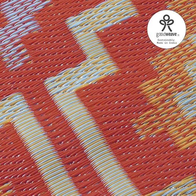 Fab Habitat Outdoor Rug - Waterproof, Fade Resistant, Crease-Free - Premium Recycled Plastic - Vintage Kilim - Porch, Deck, Balcony, Mudroom, Laundry Room, Patio - Lhasa - Orange & Violet - 3 x 5 ft
