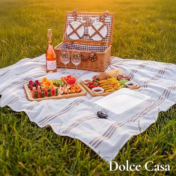 Charcuterie Board with Lid 3-in-1, Portable Bamboo Serving Tray with Lid & Removable Snack Tray for Cheese, Fruit, Food - Covered Cheese Platter for Picnic, Travel, Ready-to-Gift
