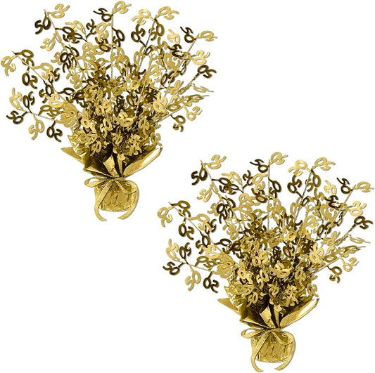Beistle 50" Gleam ‘N Burst Centerpieces, 2-Piece Gold Metallic Table Display for 50th Birthday Parties, Anniversaries, and Milestone Celebrations, 15”
