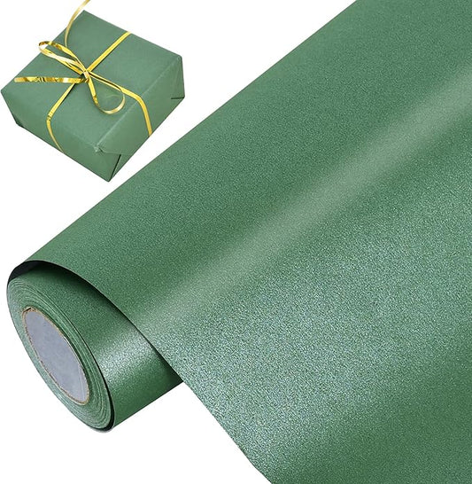 BEISHIDA Dark Green Gift Wrapping Paper Solid Color Pearly-Lustre Wrapping Paper Roll Matte Gift Wrap Paper,Packing Paper for Wedding,Birthday,Graduation,Christmas Wrapping Paper(17inches X 32.8ft)