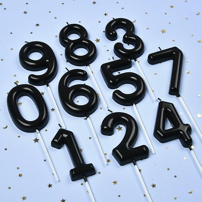 PHD Cake 2.76 inch Classical Black 9 Number Birthday Candles for Party Celebration