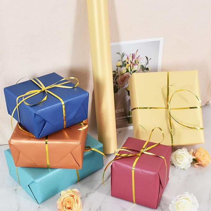 BEISHIDA Wine Red Gift Wrapping Paper Solid Color Pearly-Lustre Wrapping Paper Roll Matte Gift Wrap Paper, Packing Paper for Wedding, Birthday, Graduation, Christmas Wrapping Paper(17inches X 32.8ft)